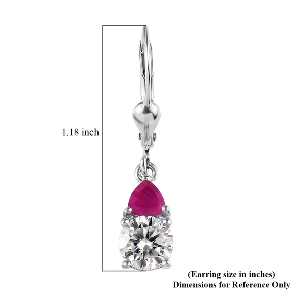 RESERVED-RUBY & 125 FACETS MOISSANITE EARRINGS - Picture 4 of 6